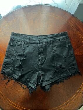 KanCan Black Shorts with Fringe Hem, Size 27